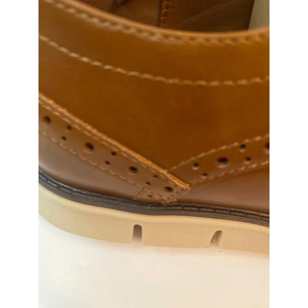 NWT Jousen Milan Mens Wingtip Oxford Shoes Brown Brogue Lace Up Dress Shoes SZ 8